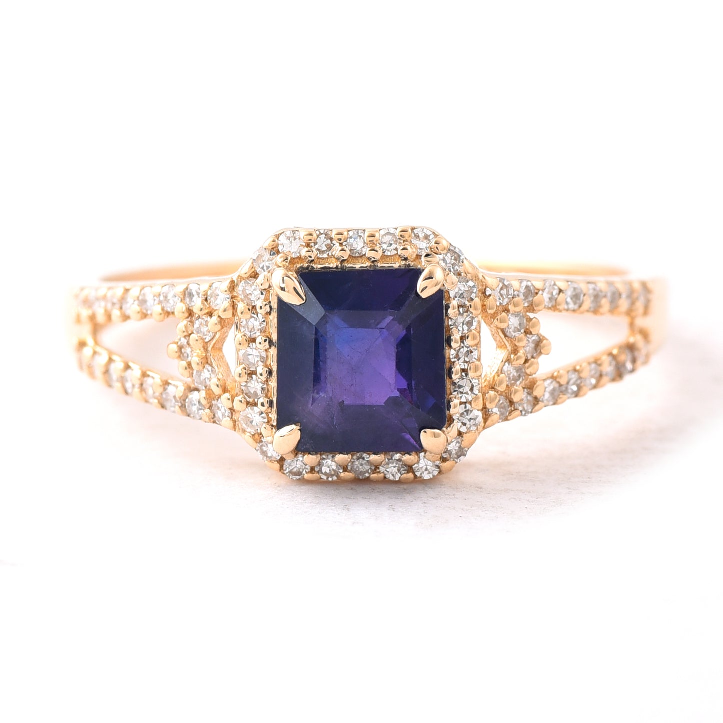 1.25 Ct Octagon Blue Sapphire 14K Gold Ring