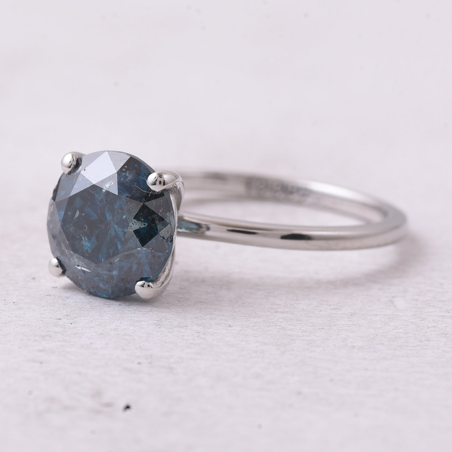 2.99 Ct Round Blue Diamond 950 Platinum Ring