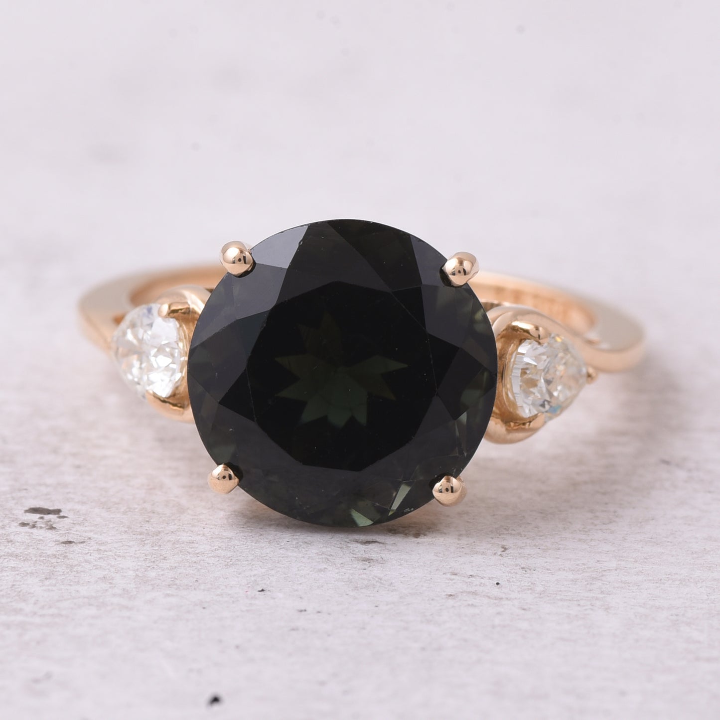 5.74 Ct Round Natural Tourmaline 14K Gold Ring