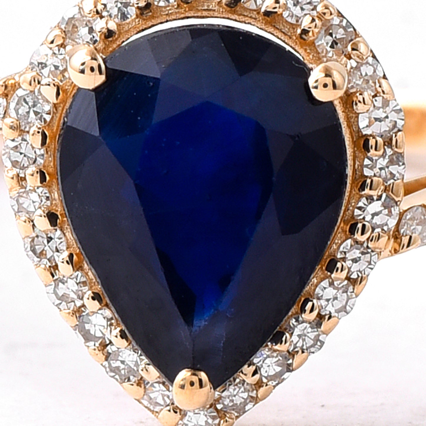 1.42 Ct Pear Mixed Cut Natural Sapphire 14K Gold Ring