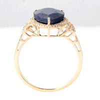 7.02 Ct Pear Mixed Cut Natural Corundum Sapphire 14K Gold Ring