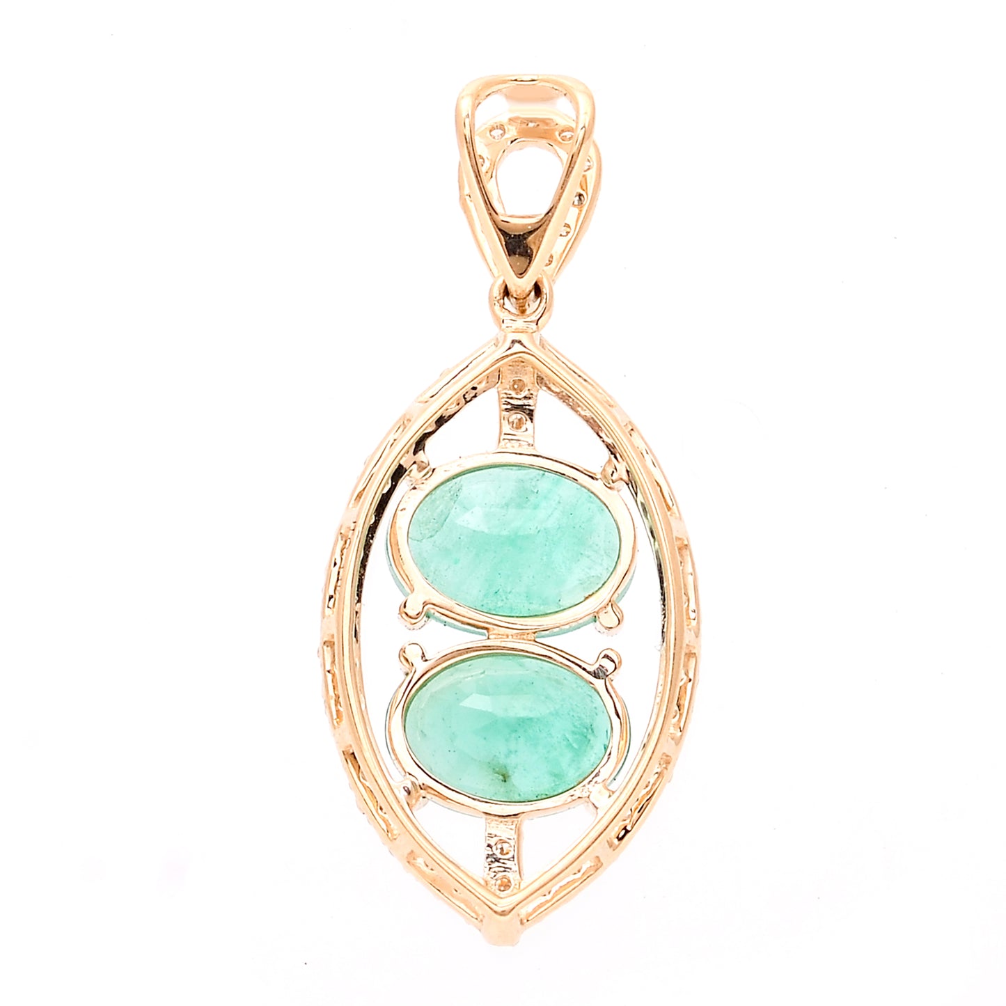 1.63 Ct Oval Mixed Cut Natural Emerald 14K Gold Pendant