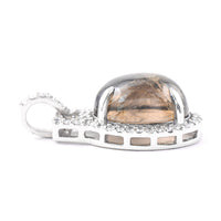 3.51 Ct Oval Cabochon Cut Natural Tourmaline 950 Platinum Pendant