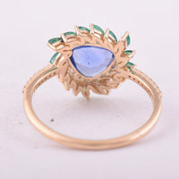 1.52 Ct Triangle Mixed Cut Natural Sapphire 14K Gold Ring