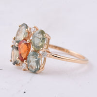 3.14 Ct Pear, Oval Natural Multi Coloured Sapphire 14K Gold Ring
