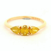 0.60 Ct Pear Yellow Diamond 14K Gold Ring