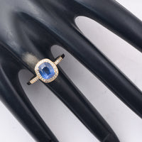 1.74 Ct Cushion Mixed Cut Natural Sapphire 14K Gold Ring