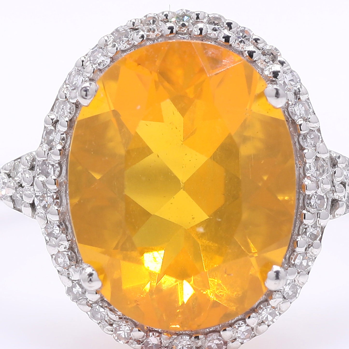1.87 Ct Oval Mixed Cut Natural Fire Opal 950 Platinum Ring