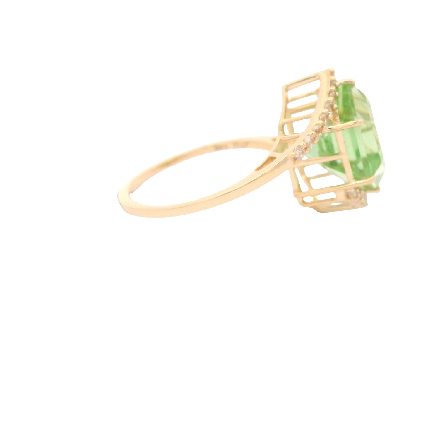 5.69 Ct Hexagon Peridot 14K Gold Ring