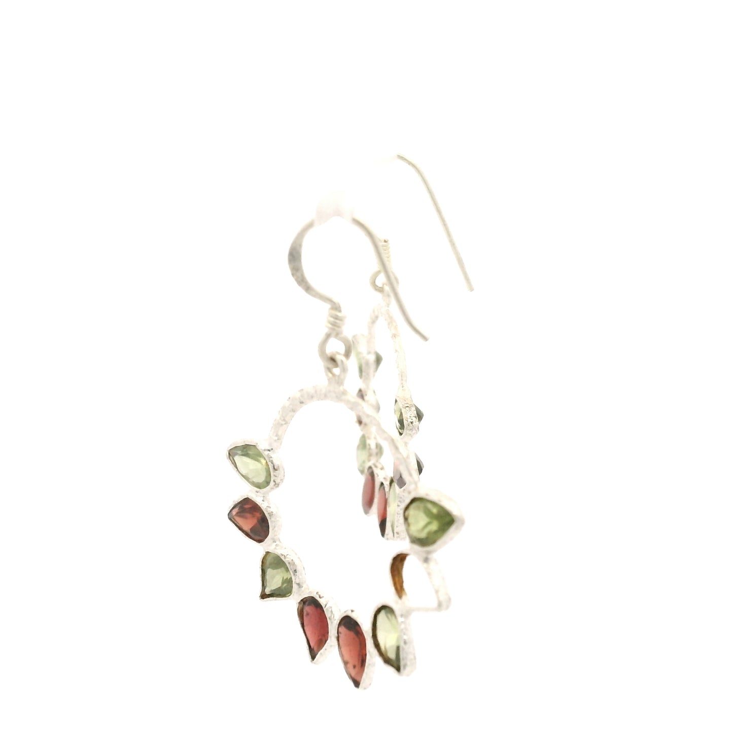 8.25 Ct Garnet, Peridot 925 Sterling Silver Earrings