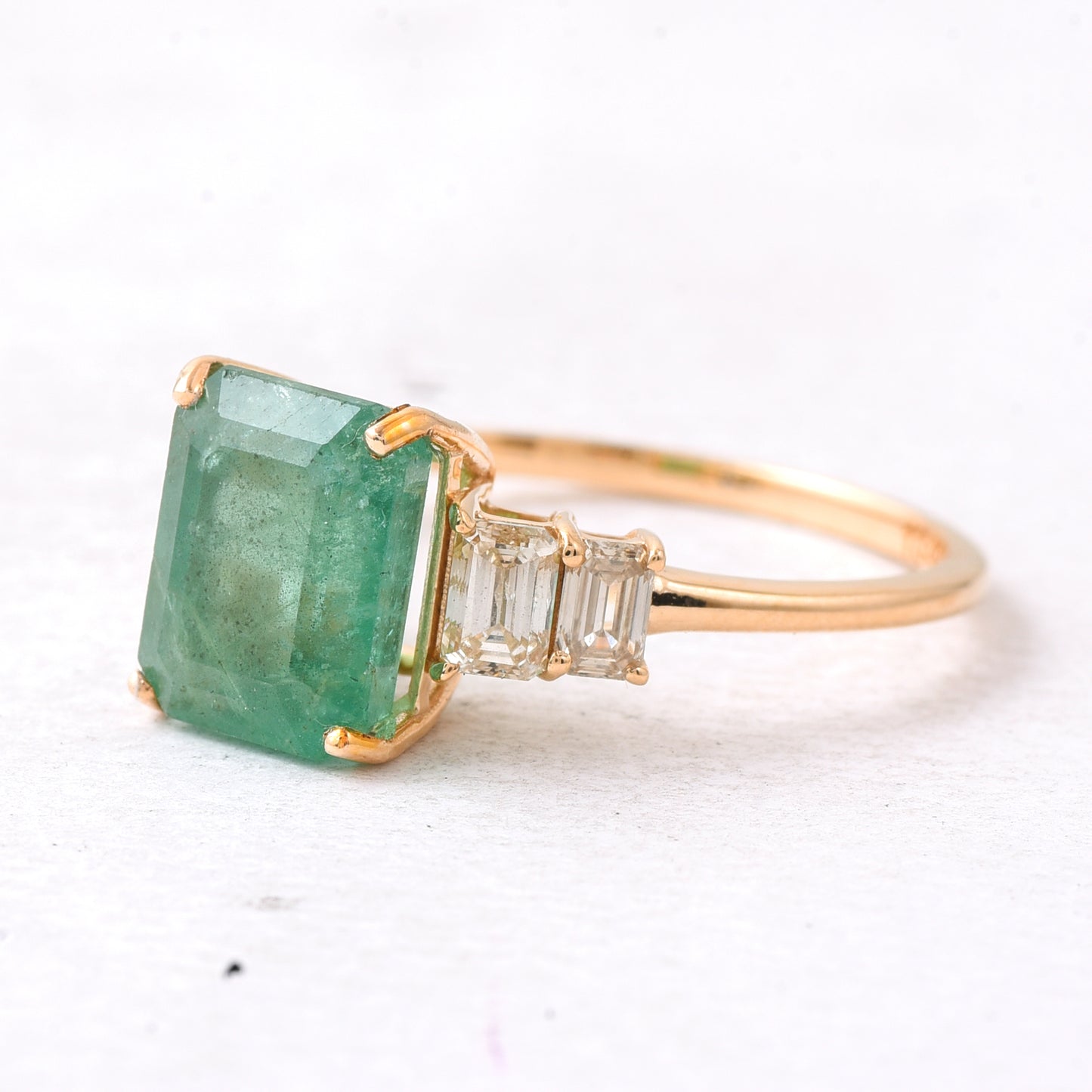 3.61 Ct Octagon Emerald 14K Gold Ring