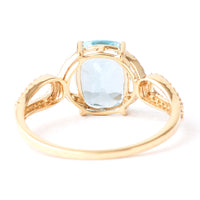 2.16 Ct Cushion Mixed Cut Natural Blue Topaz 14K Gold Ring