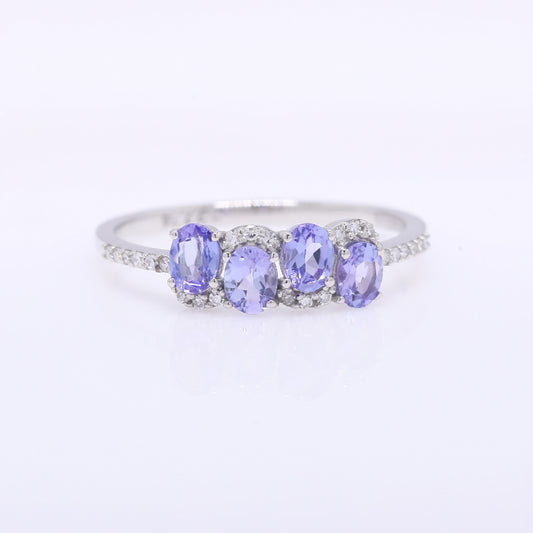 0.74 Ct Oval Mixed Cut Natural Tanzanite 950 Platinum Ring