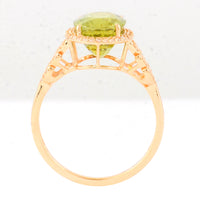 4.27 Ct Oval Mixed Cut Natural Green Sapphire 14K Gold Ring