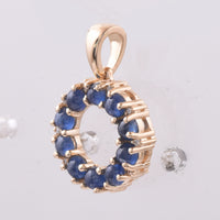 0.90 Ct Round Cabochon Cut Natural Sapphire 14K Gold Pendant