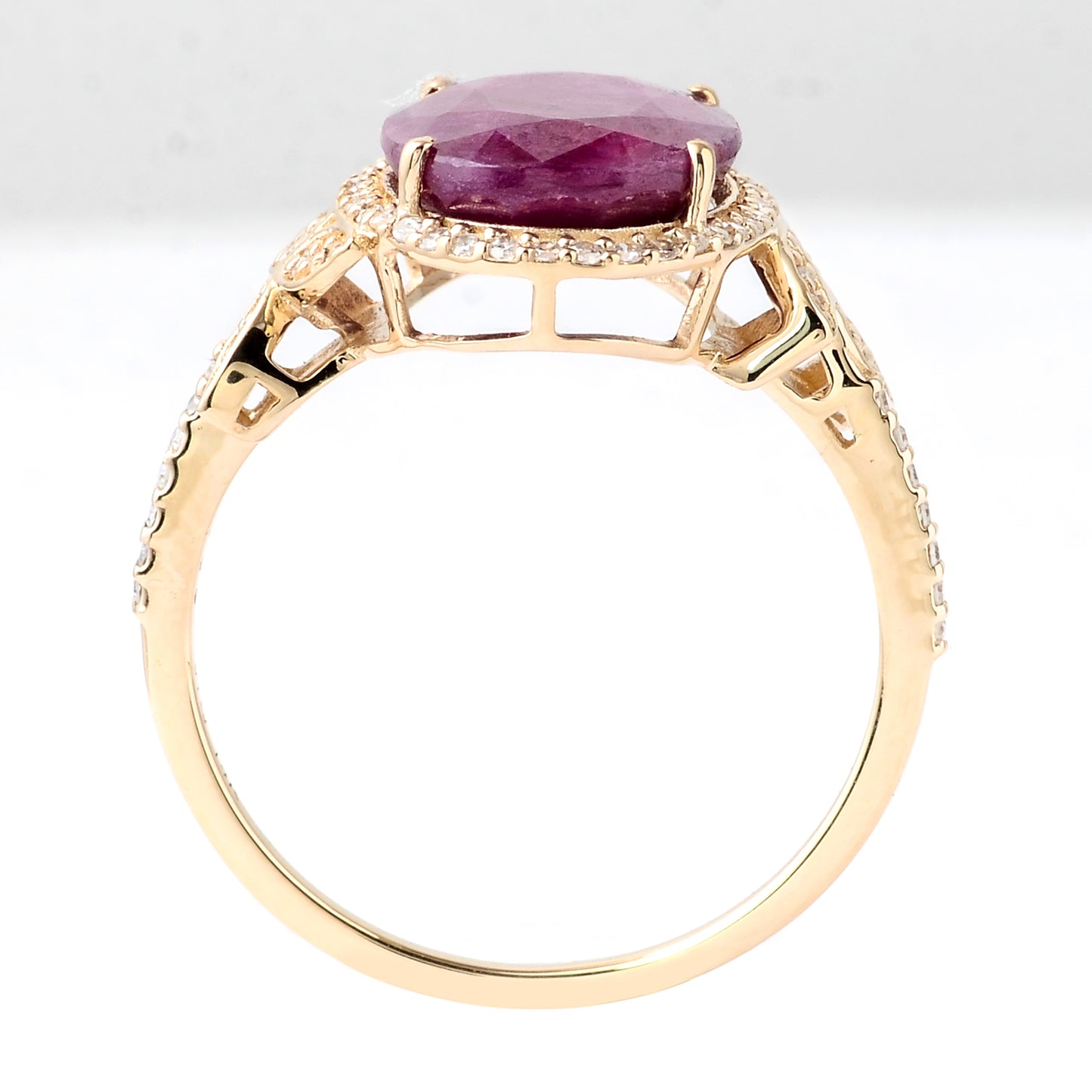4.93 Ct Oval Mixed Cut Natural Corundum Ruby 14K Gold Ring
