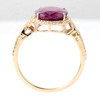 4.93 Ct Oval Mixed Cut Natural Corundum Ruby 14K Gold Ring