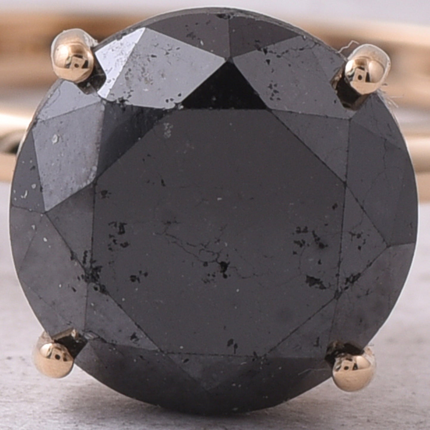 3.03 Ct Round Black Diamond 14K Gold Ring