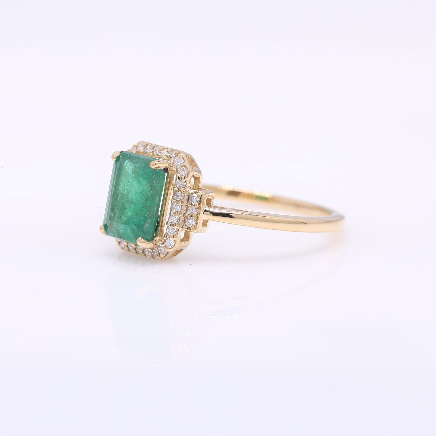 1.57 Ct Octagon Step Cut Natural Emerald 14K Gold Ring