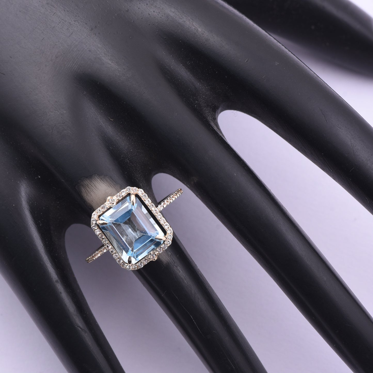 4.17 Ct Octagon Blue Topaz 9K Gold Ring