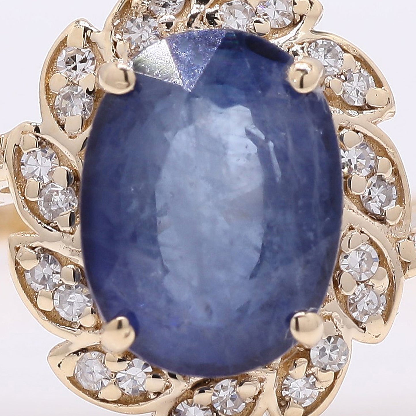 2.04 Ct Oval Mixed Cut Natural Sapphire 14K Gold Ring