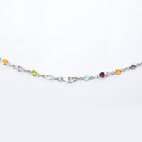 23.73 Ct Round Garnet, Peridot, Blue Topaz, Citrine, Amethyst 925 Sterling Silver Necklace