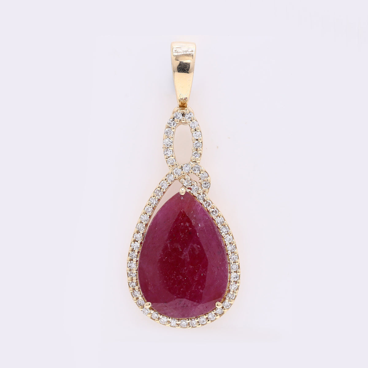 3.66 Ct Pear Mixed Cut Natural Ruby 14K Gold Pendant
