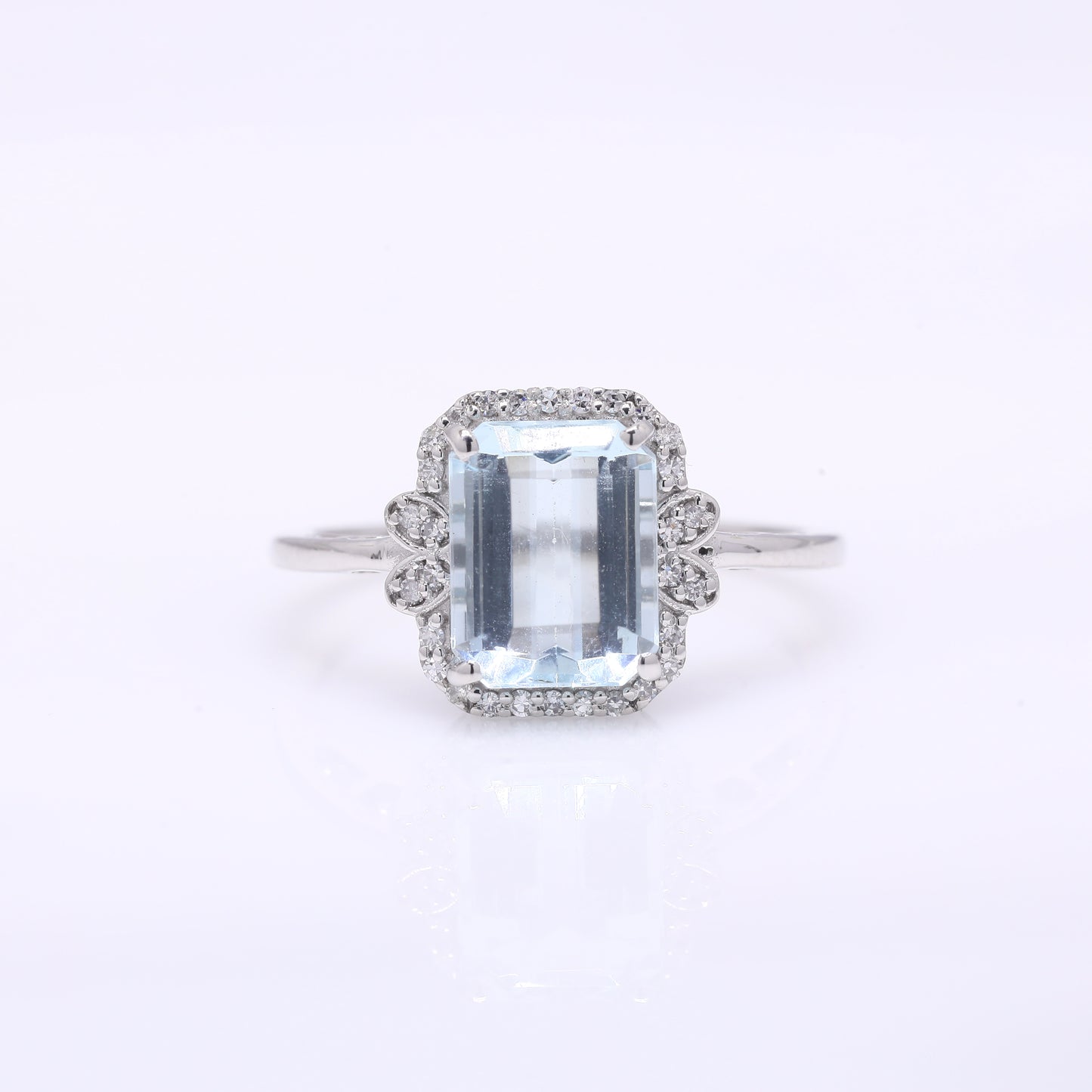 2.46 Ct Octagon Step Cut Natural Aquamarine 950 Platinum Ring