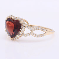 2.21 Ct Heart Mixed Cut Natural Garnet 14K Gold Ring
