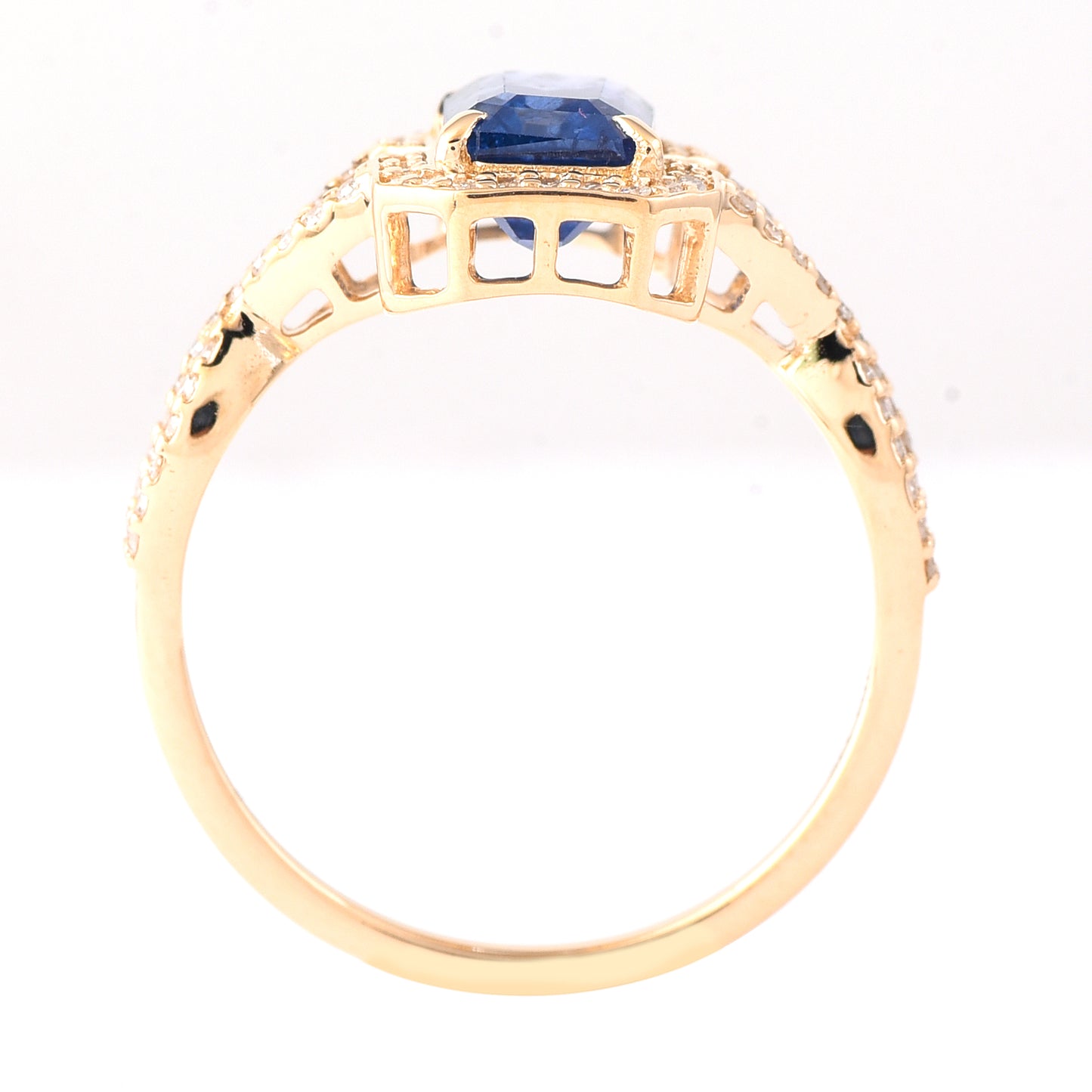 2.11 Ct Octagon Step Cut Natural Sapphire 14K Gold Ring