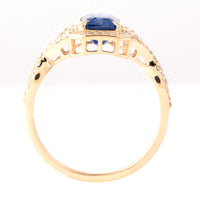 2.11 Ct Octagon Step Cut Natural Sapphire 14K Gold Ring