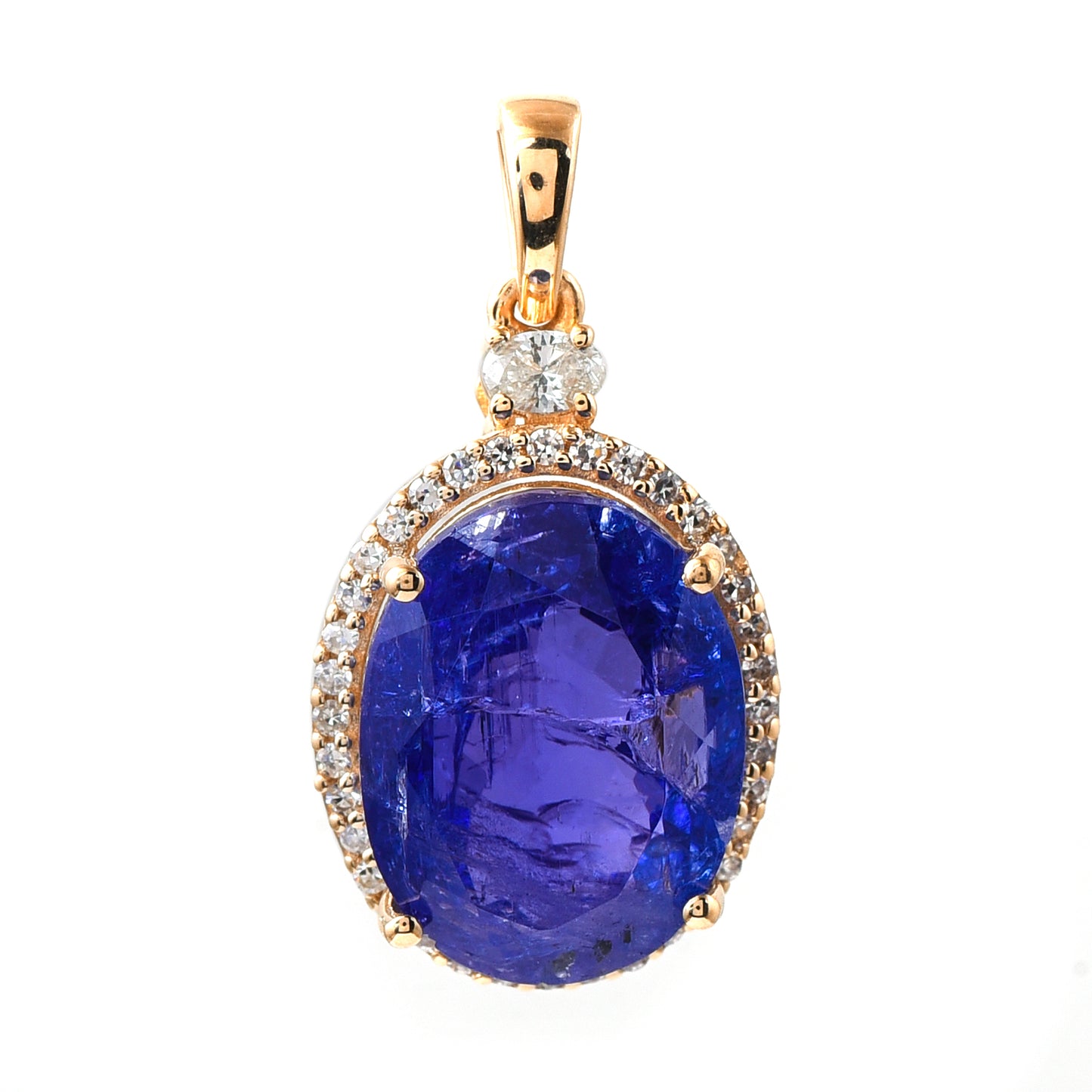 1.10 Ct Oval Mixed Cut Natural Tanzanite 14K Gold Pendant