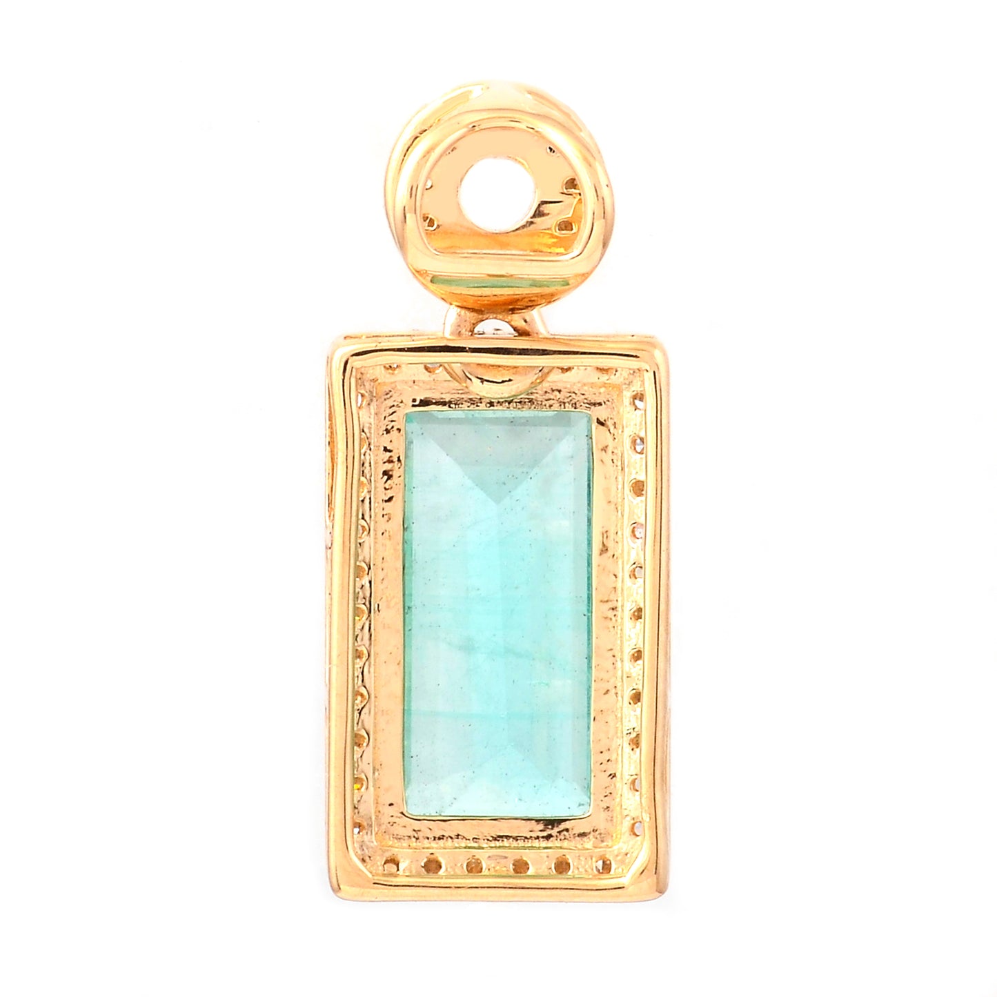 1.55 Ct Octagon Step Cut Natural Emerald 14K Gold Pendant
