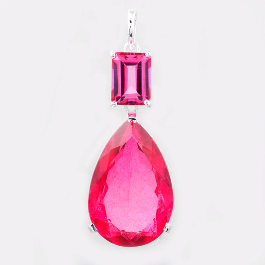 16.55 Ct Pear Pink Topaz, 925 Sterling Silver Pendant