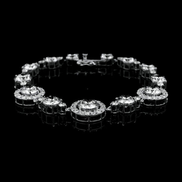 18.01 Ct Round Lab Grown Diamond 14K Gold Bracelet