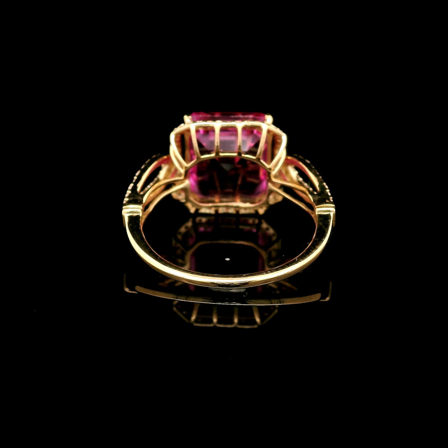 7.34 Ct Octagon Lab Grown Pink Sapphire 14K Gold Ring