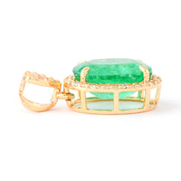 2.49 Ct Oval Mixed Cut Natural Emerald 14K Gold Pendant
