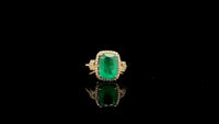 2.19 Ct Cushion Natural Emerald 14K Gold Ring