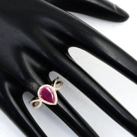 1.60 Ct Pear Mixed Cut Natural Corundum Ruby 14K Gold Ring