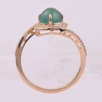 1.55 Ct Oval Cabochon Cut Natural Emerald 14K Gold Ring