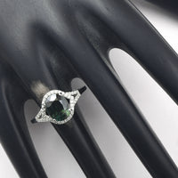 3.53 Ct Cushion Mixed Cut Natural Green Sapphire 950 Platinum Ring