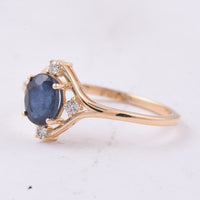 1.27 Ct Oval Natural Sapphire 14K Gold Ring
