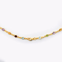 22.71 Ct Round Garnet, Peridot, Blue Topaz, Citrine, Amethyst 925 Sterling Silver Necklace