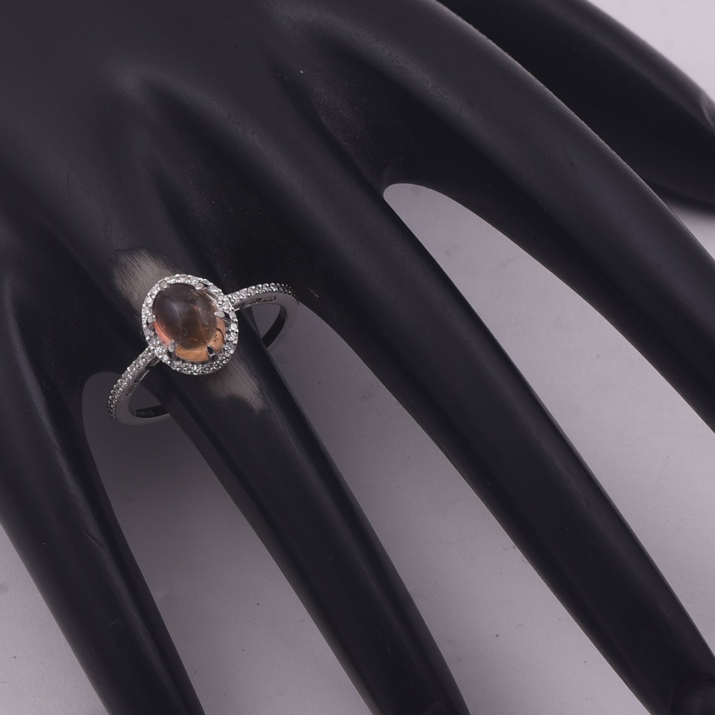 1.75 Ct Oval Cabochon Cut Natural Tourmaline 950 Platinum Ring
