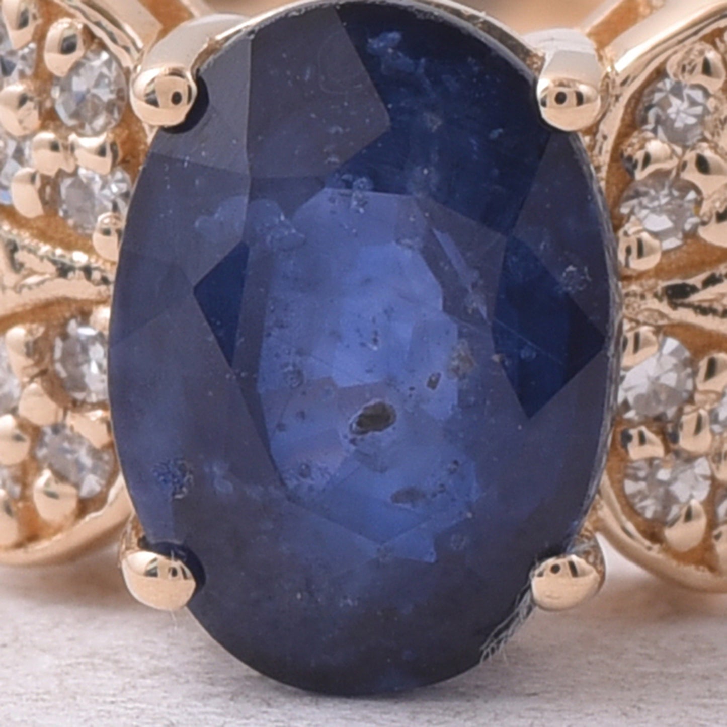 1.49 Ct Oval Mixed Cut Natural Sapphire 14K Gold Ring