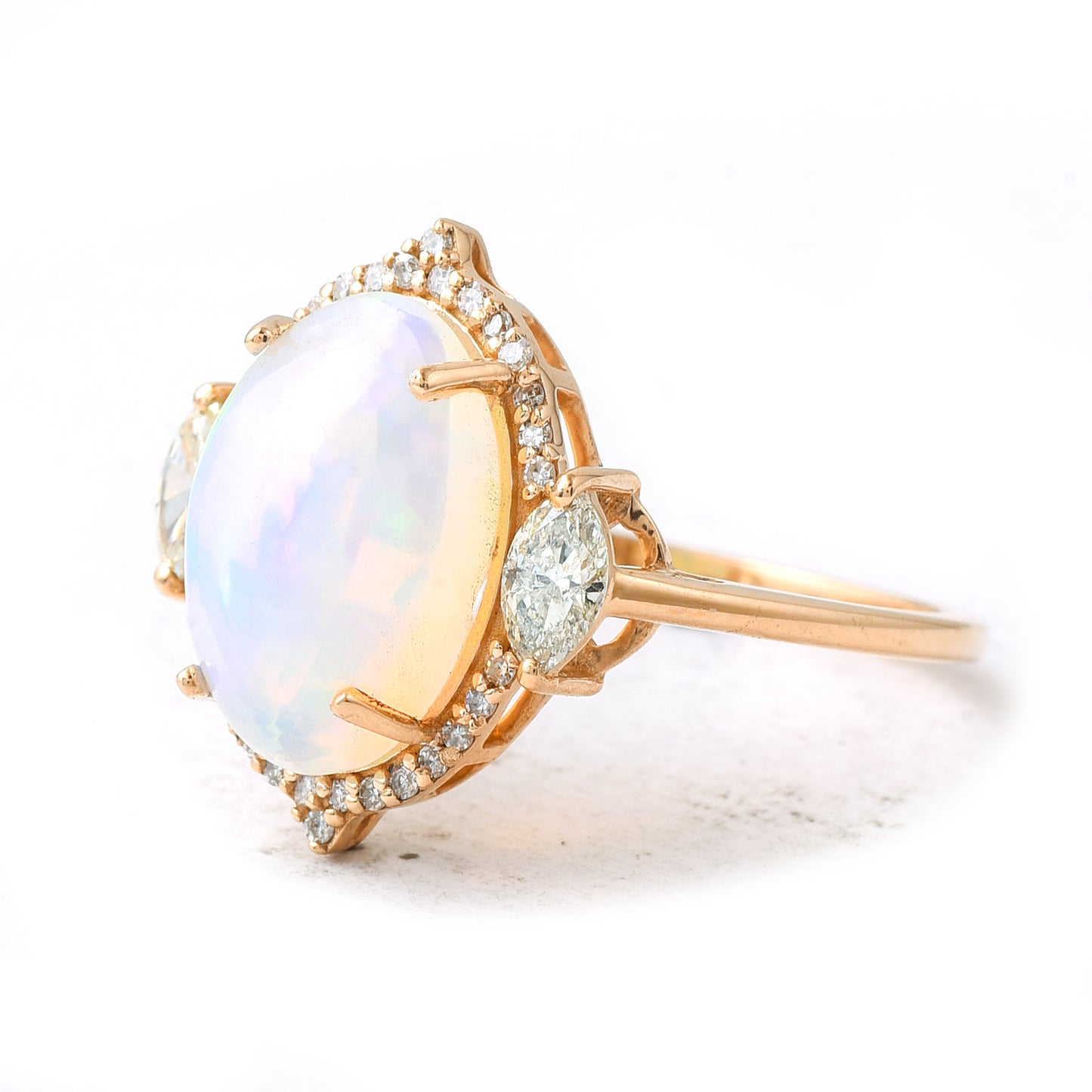 2.05 Ct Oval Cabochon Cut Natural Opal 14K Gold Ring