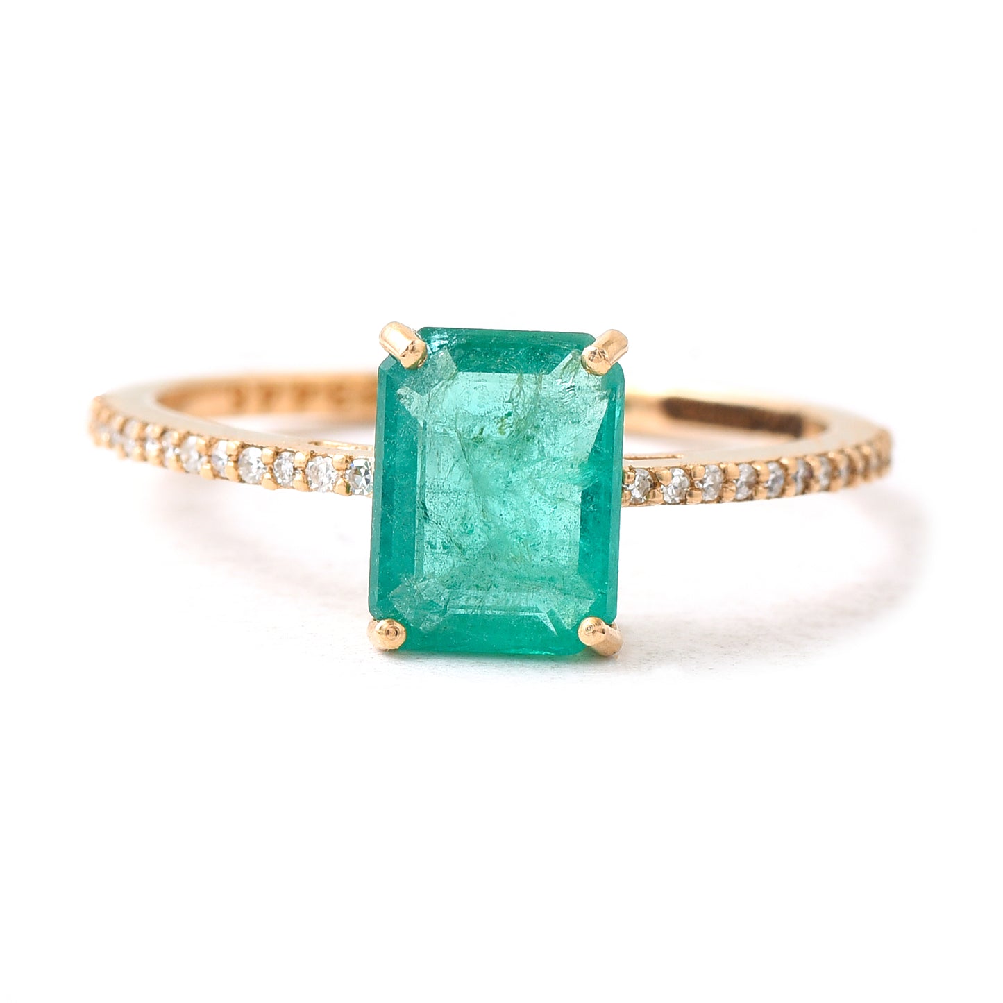 1.40 Ct Octagon Emerald 14K Gold Ring