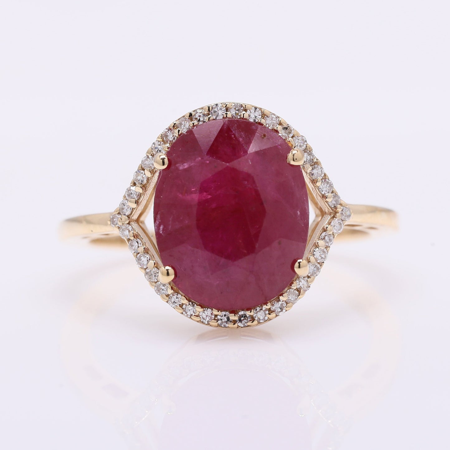 4.04 Ct Oval Mixed Cut Natural Ruby 14K Gold Ring