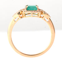 1.27 Ct Octagon Step Cut Natural Emerald 14K Gold Ring