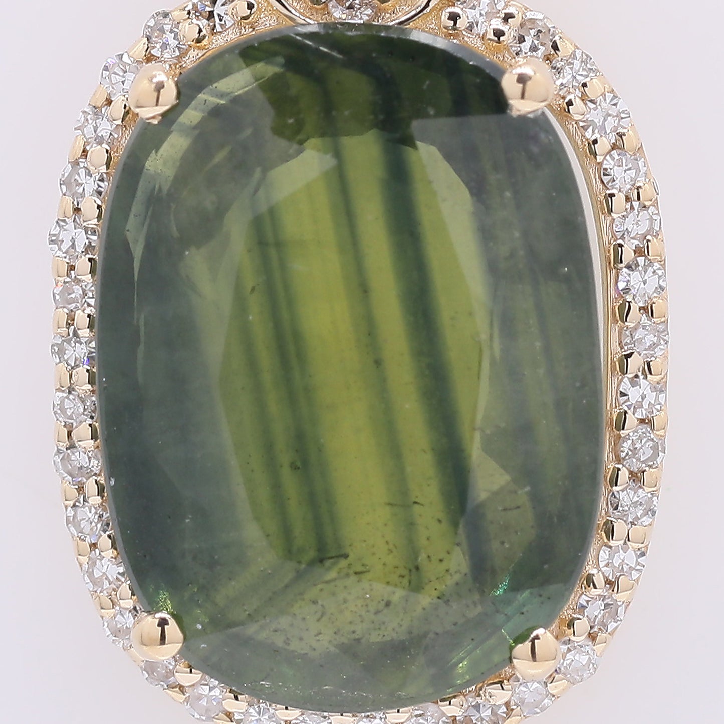 5.35 Ct Cushion Mixed Cut Natural Green Sapphire 14K Gold Pendant